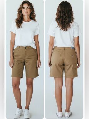 CARHARTT Rugged Flex Loose Fit Canvas Work Shorts Cargo Size 10 Tan NEW